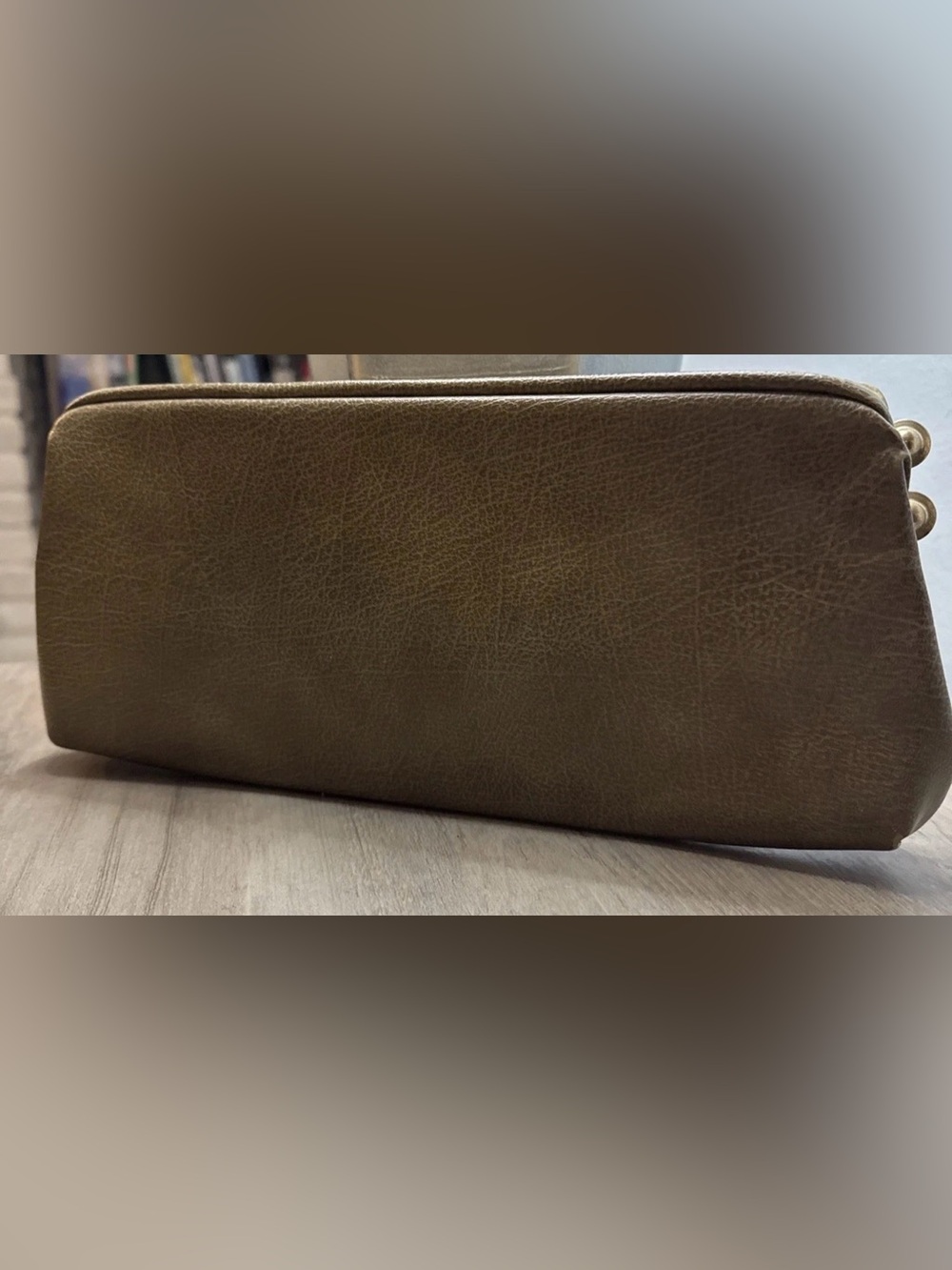 Vtg 1960s Moss Olive Green Baguette Clutch Purse MCM Nautical Lining Mod EUC